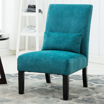 Roundhill Pisano Fabric Armless Contemporary Accent Chair with Kidney Pillow, Multiple Colors Available