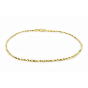 Yellow Gold 1.5MM Solid Rope Diamond-Cut Braided Twist Link Bracelet Chain 7